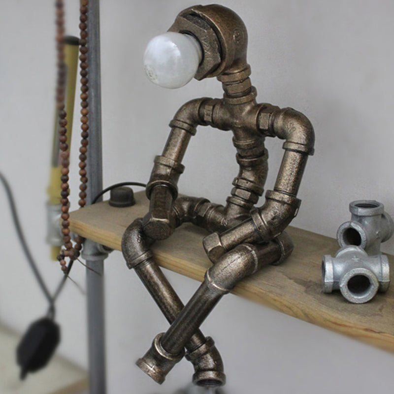 Industrial Robot Table Lamp  Metal Pipe Design - Detailed view