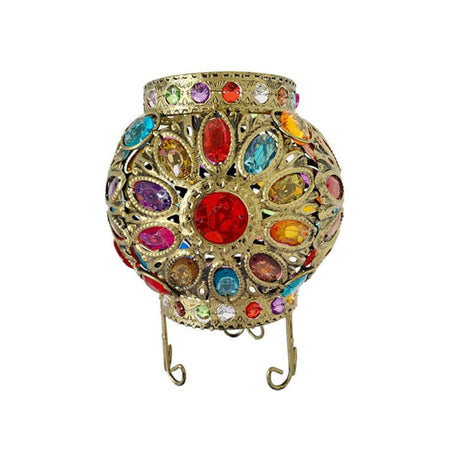 Moroccan Table Lamp  Bronze Metal with Colorful Beads - Product detail 6
