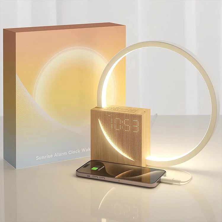 Modern Digital Alarm Clock  LED Touch Control Ring Light - Detailed view