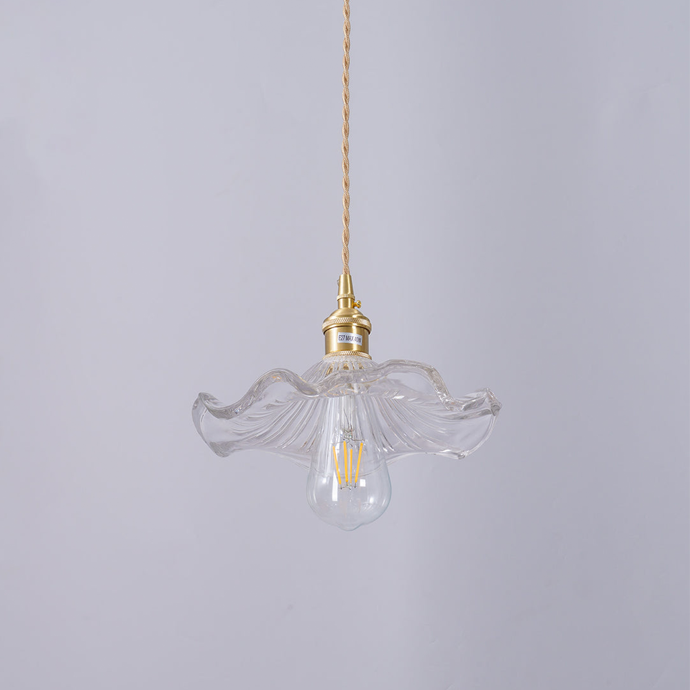 Floral Glass Pendant Light Wavy Petal Design - Product detail 8