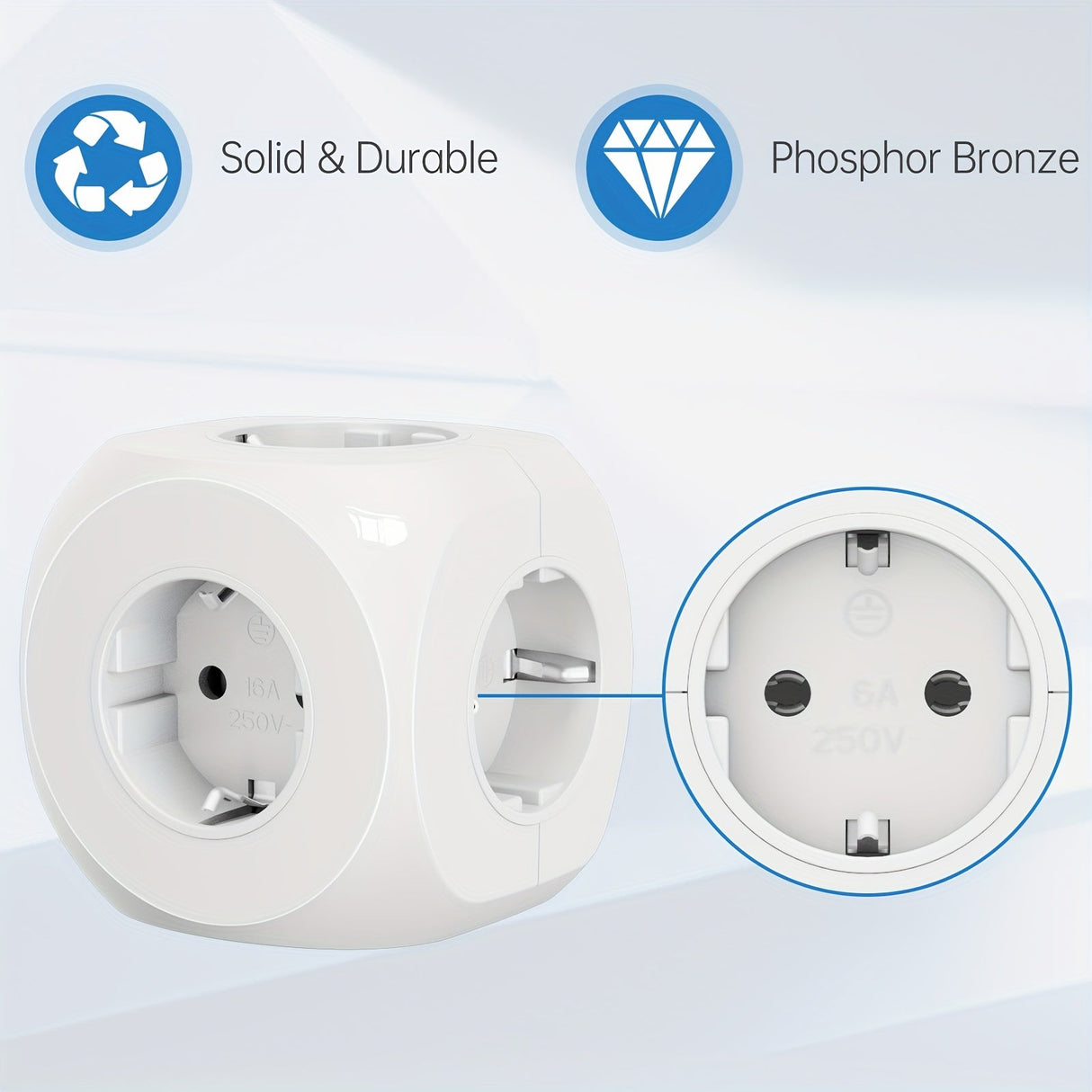 Multi Power Socket Cube 5-Port Space-Saving Design - Product detail 4