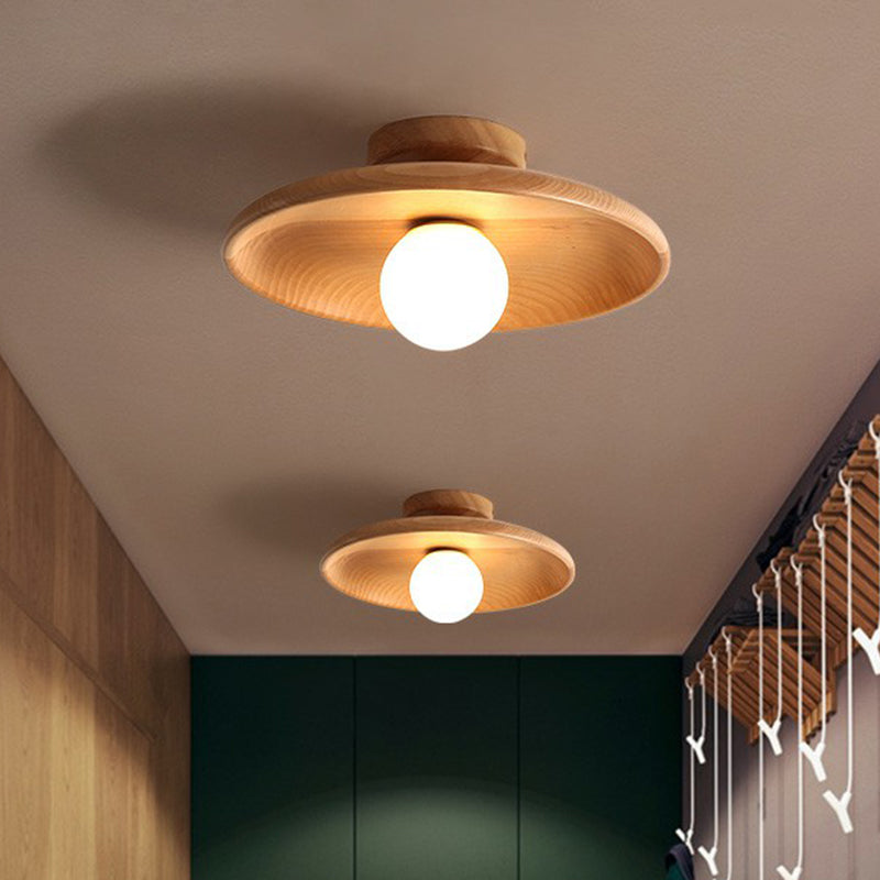 Wooden Ceiling Light Natural Bowl Shade Design - Product example