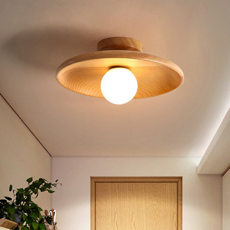 Wooden Ceiling Light Natural Bowl Shade Design - Detailed view