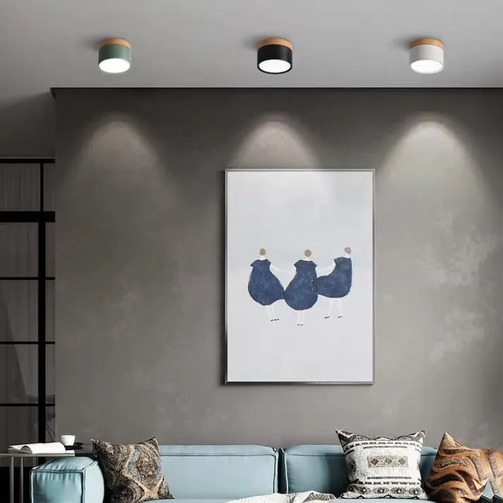 Modern LED Ceiling Light  Wood Trim Black Cylinder - Product detail 16