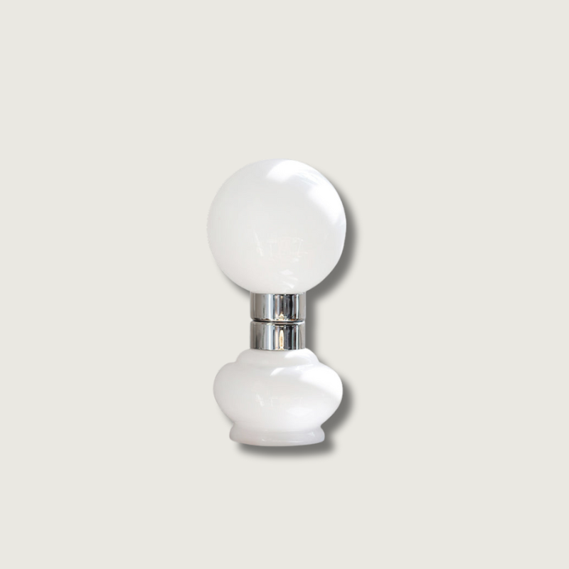 Modern Glass Table Lamp White Globe Chrome Accent - Product showcase