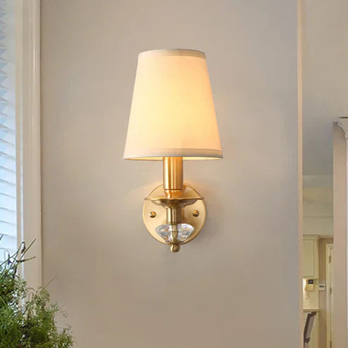 Modern LED Wall Sconce Brass Finish With Fabric Shade - Product detail 18