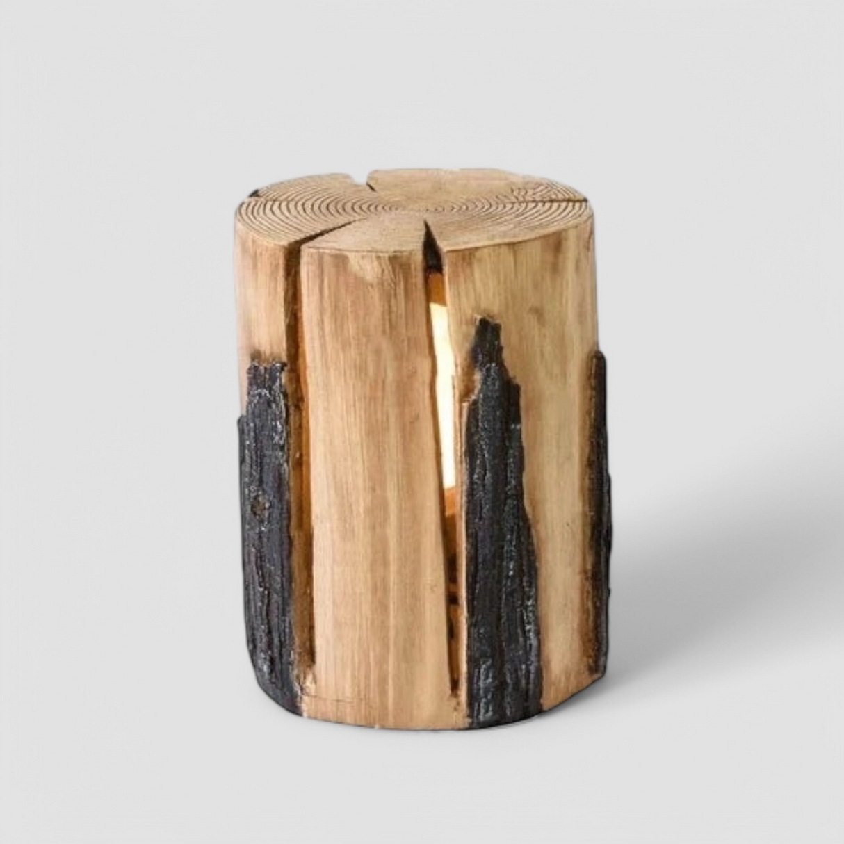 Rustic Tree Stump Light LED Garden Path Lamp - Product showcase