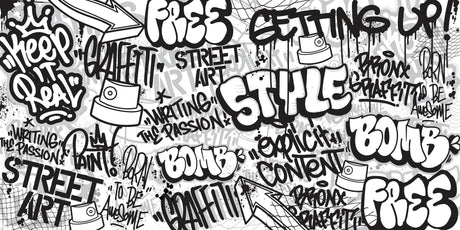Graffiti Mural Wallpaper | Urban Black and White Street Art