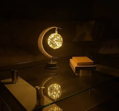 Crescent Moon Table Lamp Glass Globe LED Display - Product detail 6