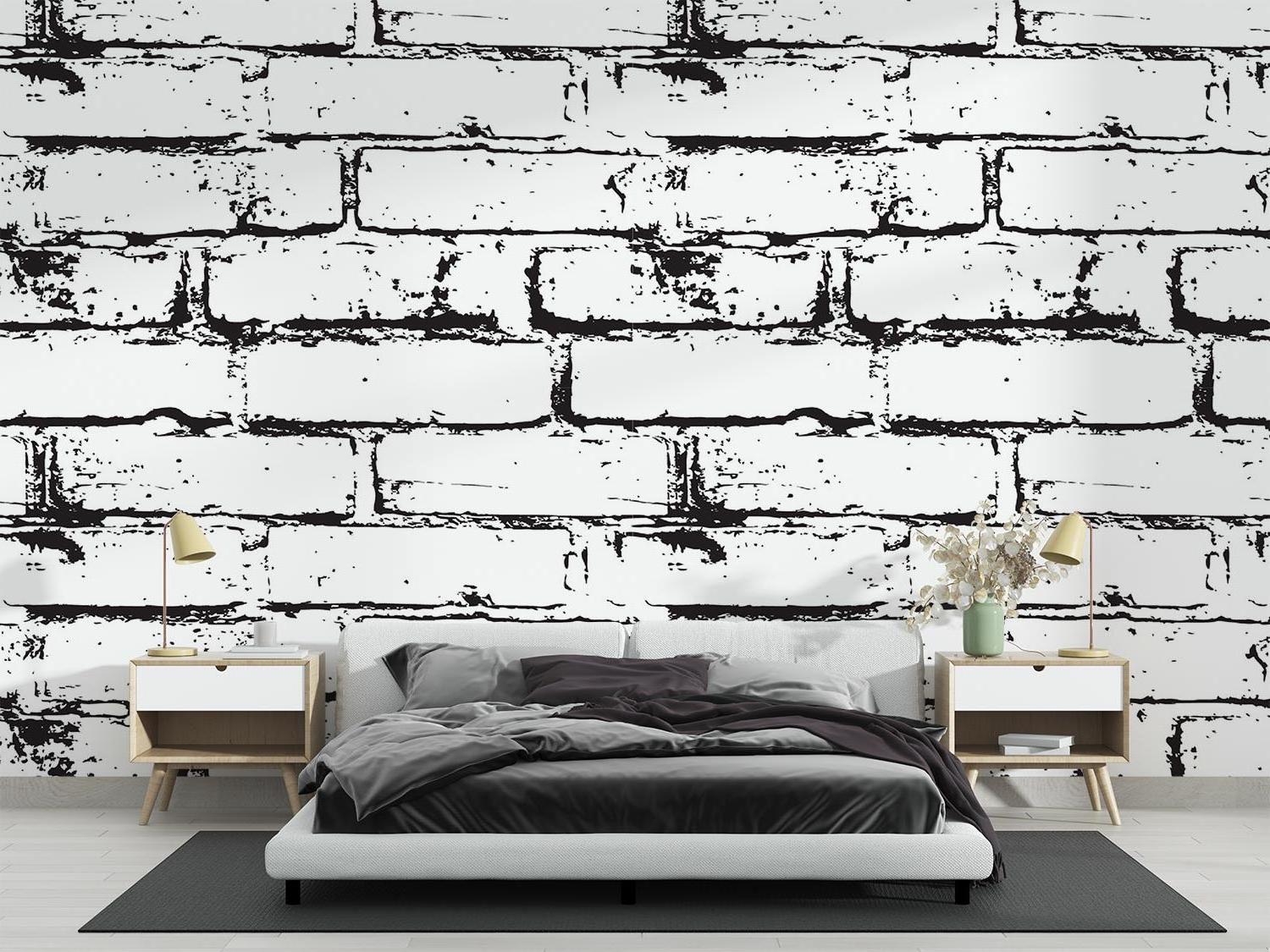 Brick Mural Wallpaper | Industrial Black and White Design