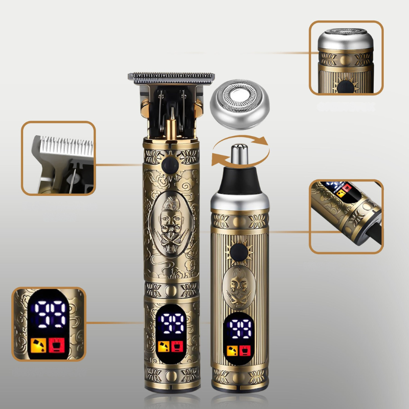 Professional Hair Clipper Set  Vintage Gold Engraved Design - Product example