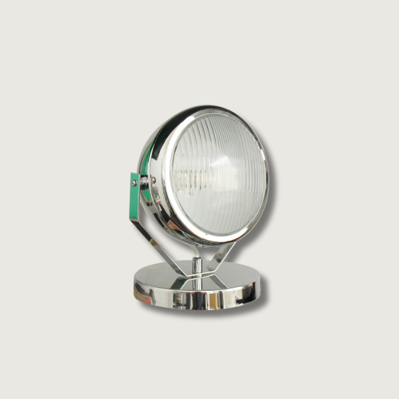 Industrial Table Lamp Chrome Glass Metal Design - Product showcase