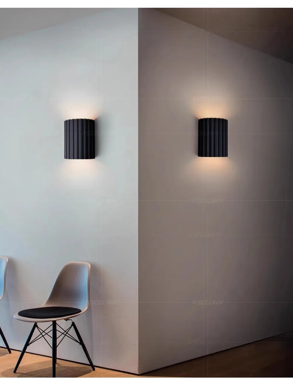 Modern Resin Wall Light Ribbed Cylinder Design - Product detail 5