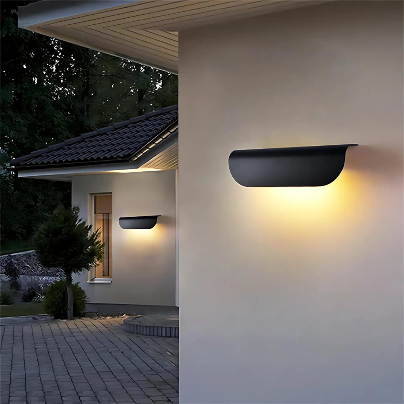Modern Outdoor Wall Light Curved Minimalist LED Sconce - Product example