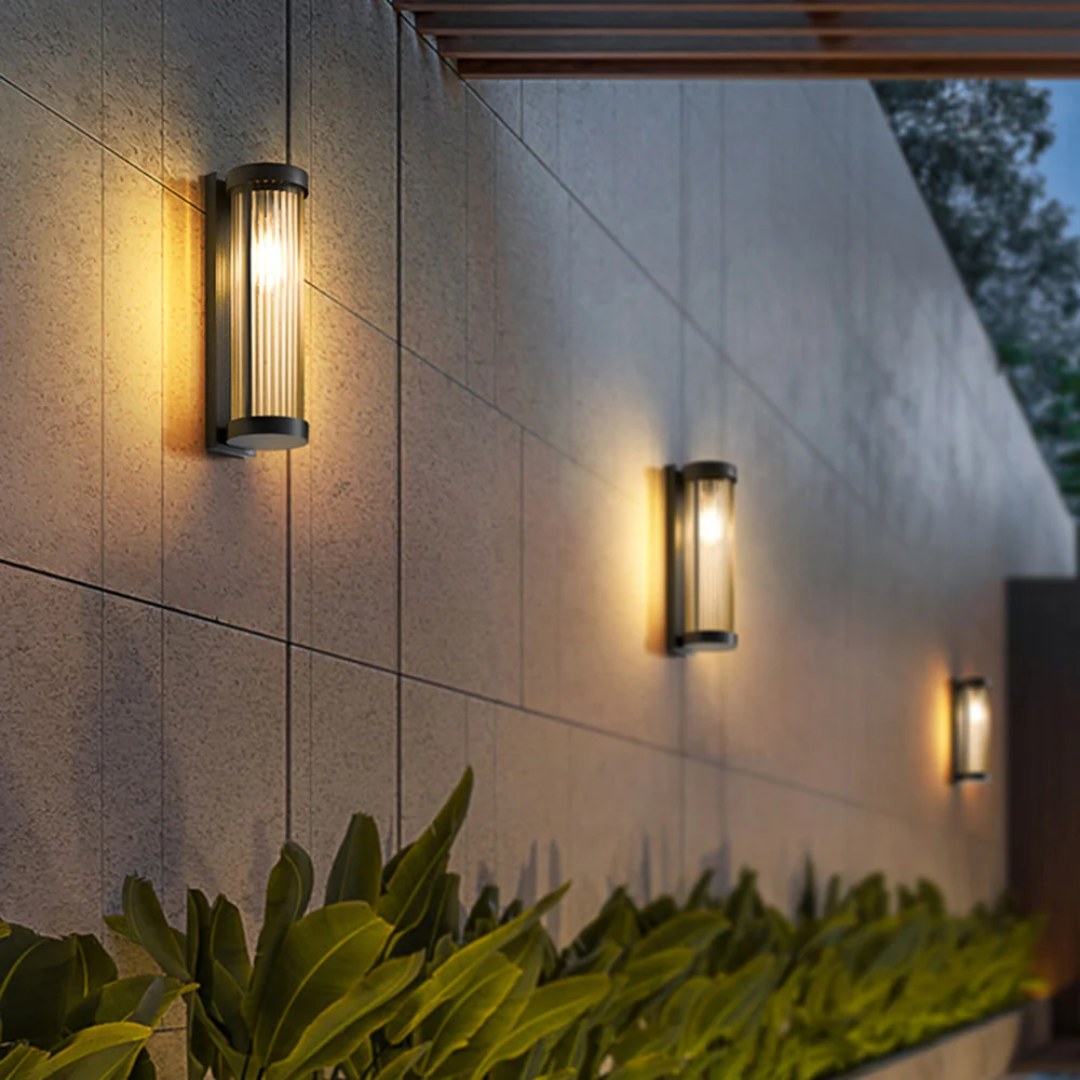 Modern Outdoor Wall Light Ribbed Glass LED Sconce - Product detail 5