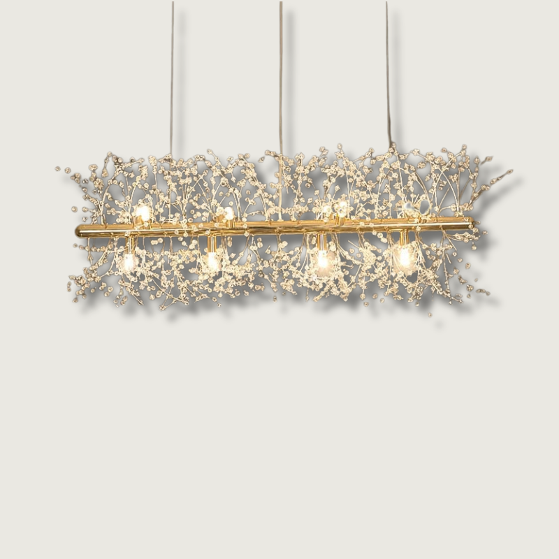 Crystal Snowflake Chandelier Gold Linear Suspension Light - Product showcase