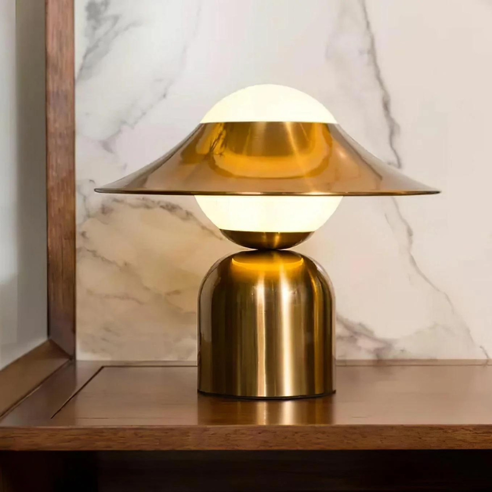 Modern Table Lamp Brass Dome Shade Design - Detailed view