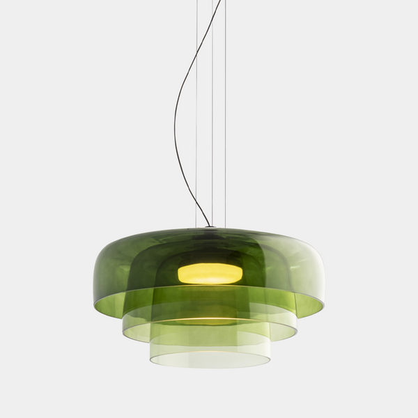 Nordic Glass Pendant Light Layered Green Shade Design - Product detail 5