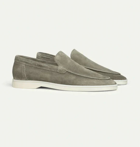 Classic Mens Suede Loafers  Dove Grey Slip-On Design - Product example