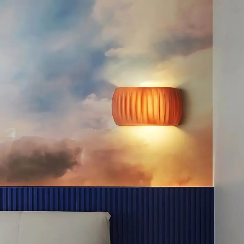 Modern Wall Sconce Ribbed Resin Design - Detailed view