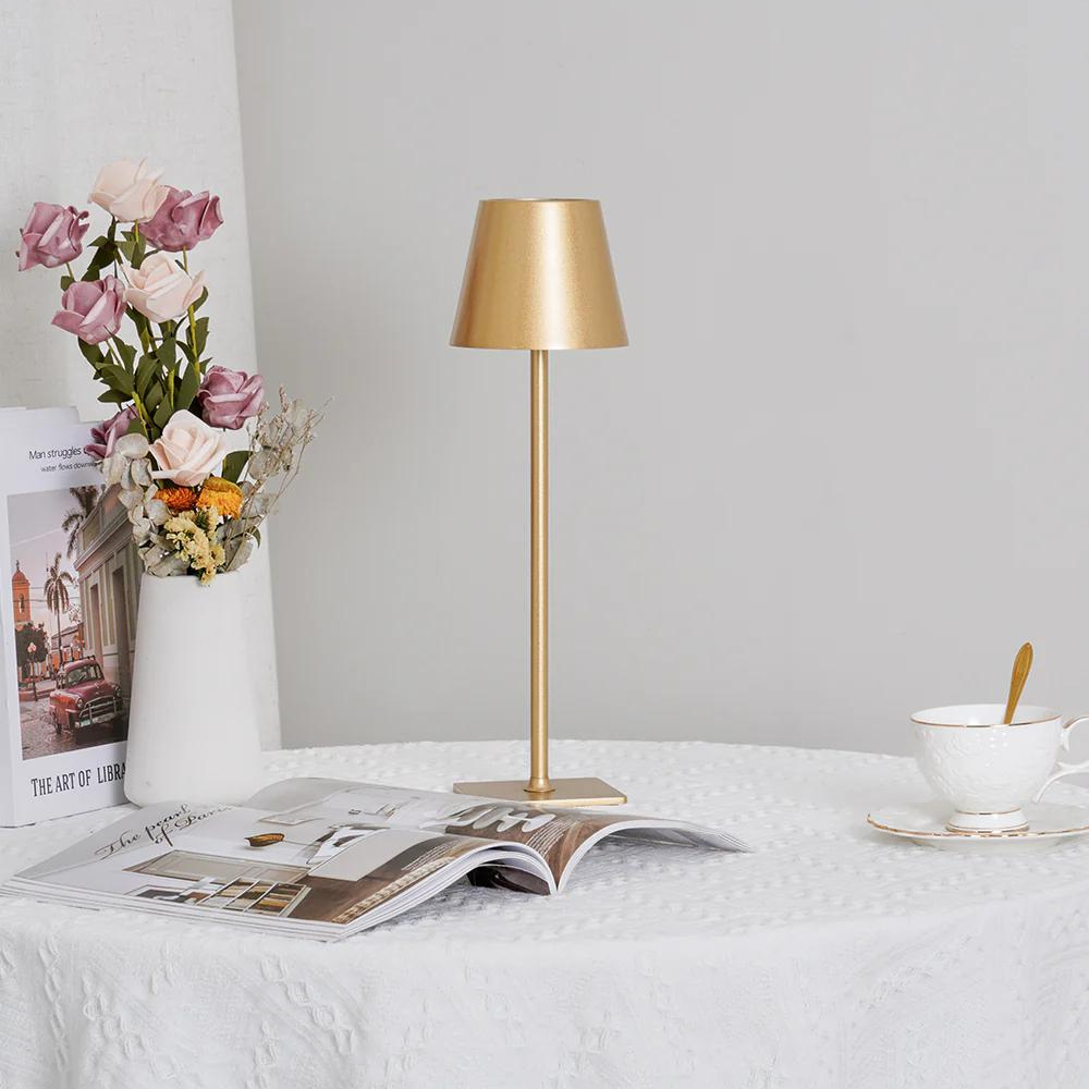 Modern Table Lamp Brushed Gold Metal Design - Product example