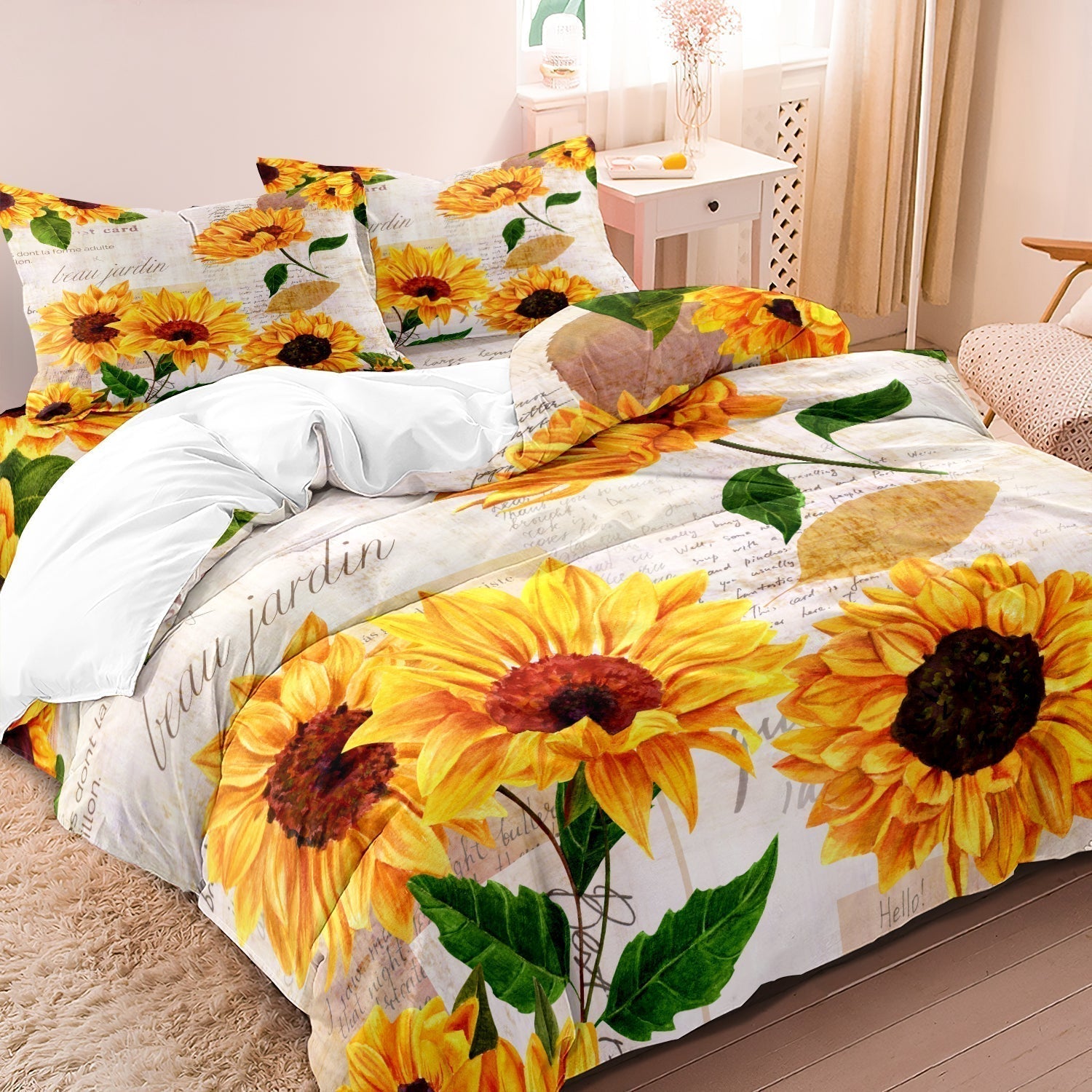 Sunflower Duvet Set  French Garden Floral Design - Product detail 4