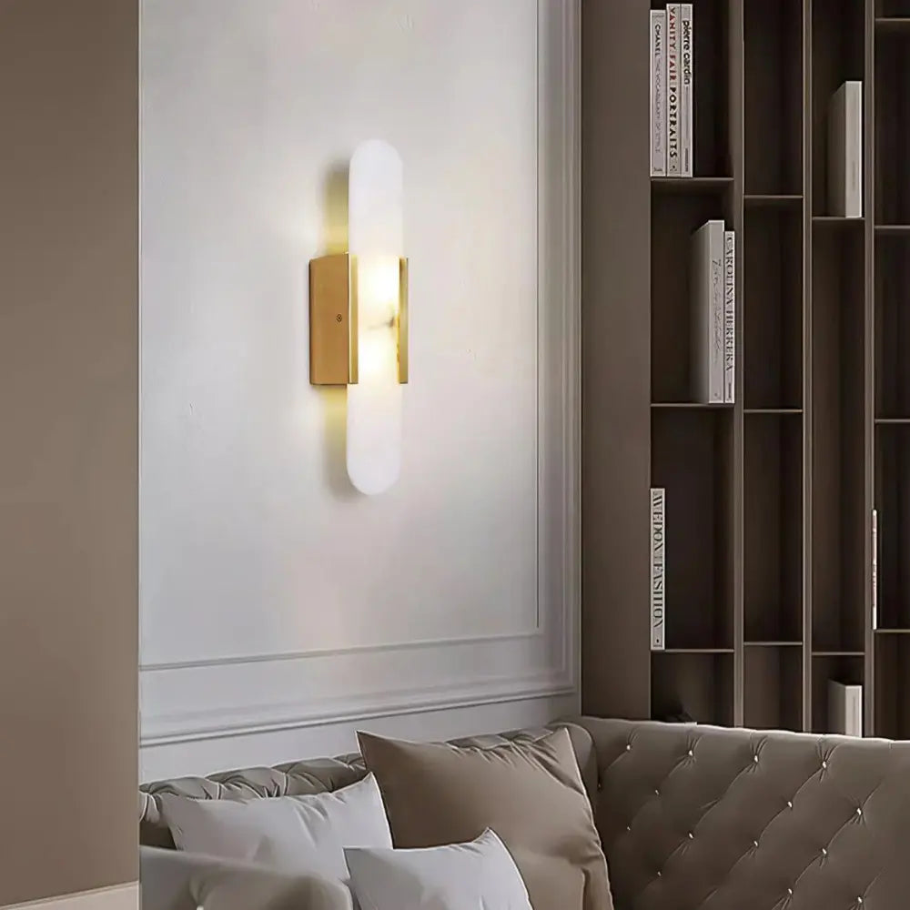 Modern LED Wall Sconce White and Gold Capsule Design - Detailed view
