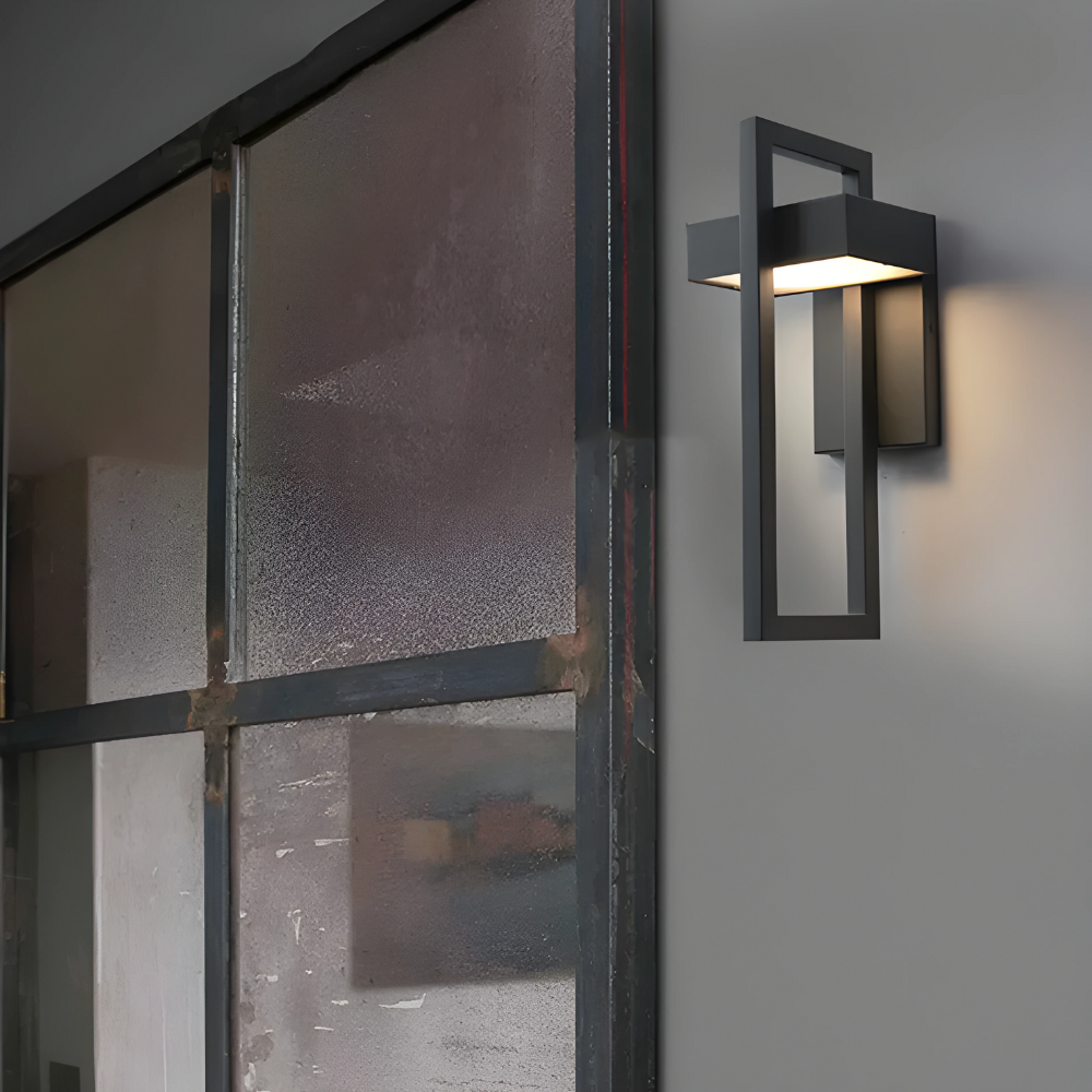 Modern Outdoor Wall Light Black Aluminum LED Sconce - Detailed view