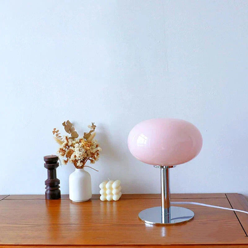 Modern Table Lamp Pink Glass Globe Chrome Base - Product detail 5