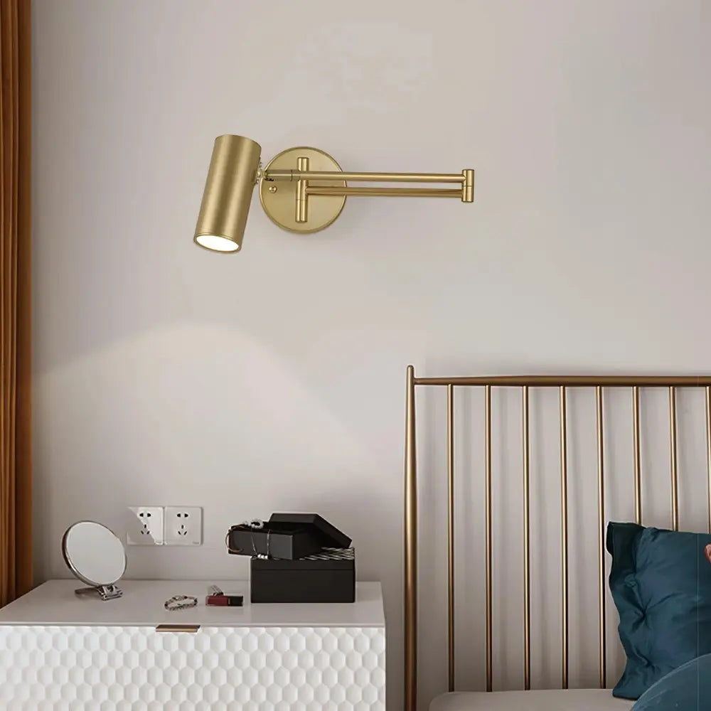 Modern Wall Lamp Brass Swing Arm Design - Detailed view