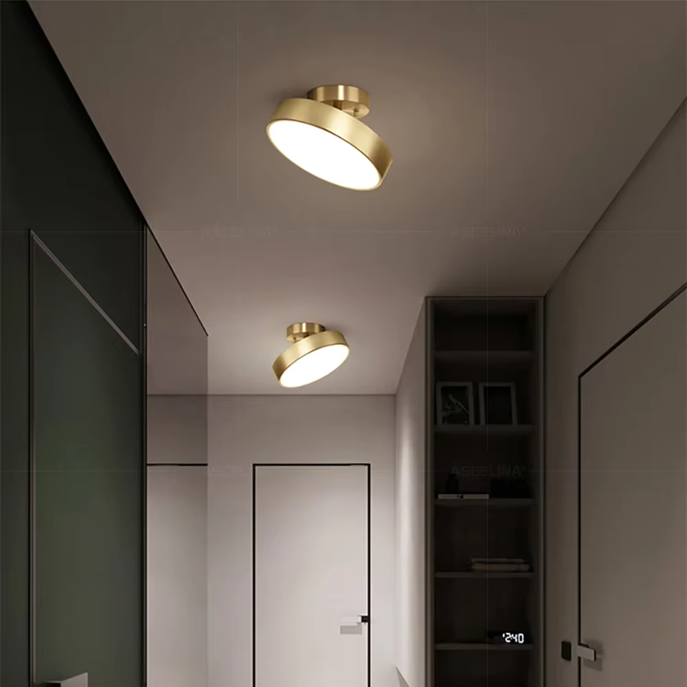 Modern Ceiling Light Brushed Gold Disc Design - Detailed view