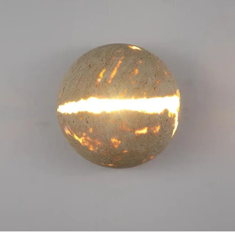 Modern Wall Sconce  Concrete Globe with LED Light Strip - Detailed view
