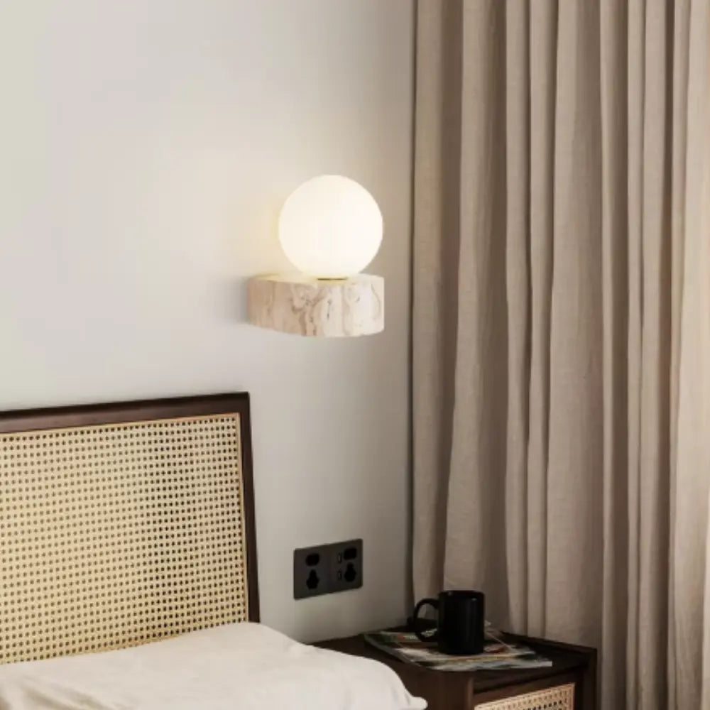 Modern Wall Sconce  Marble Base Globe Light - Detailed view