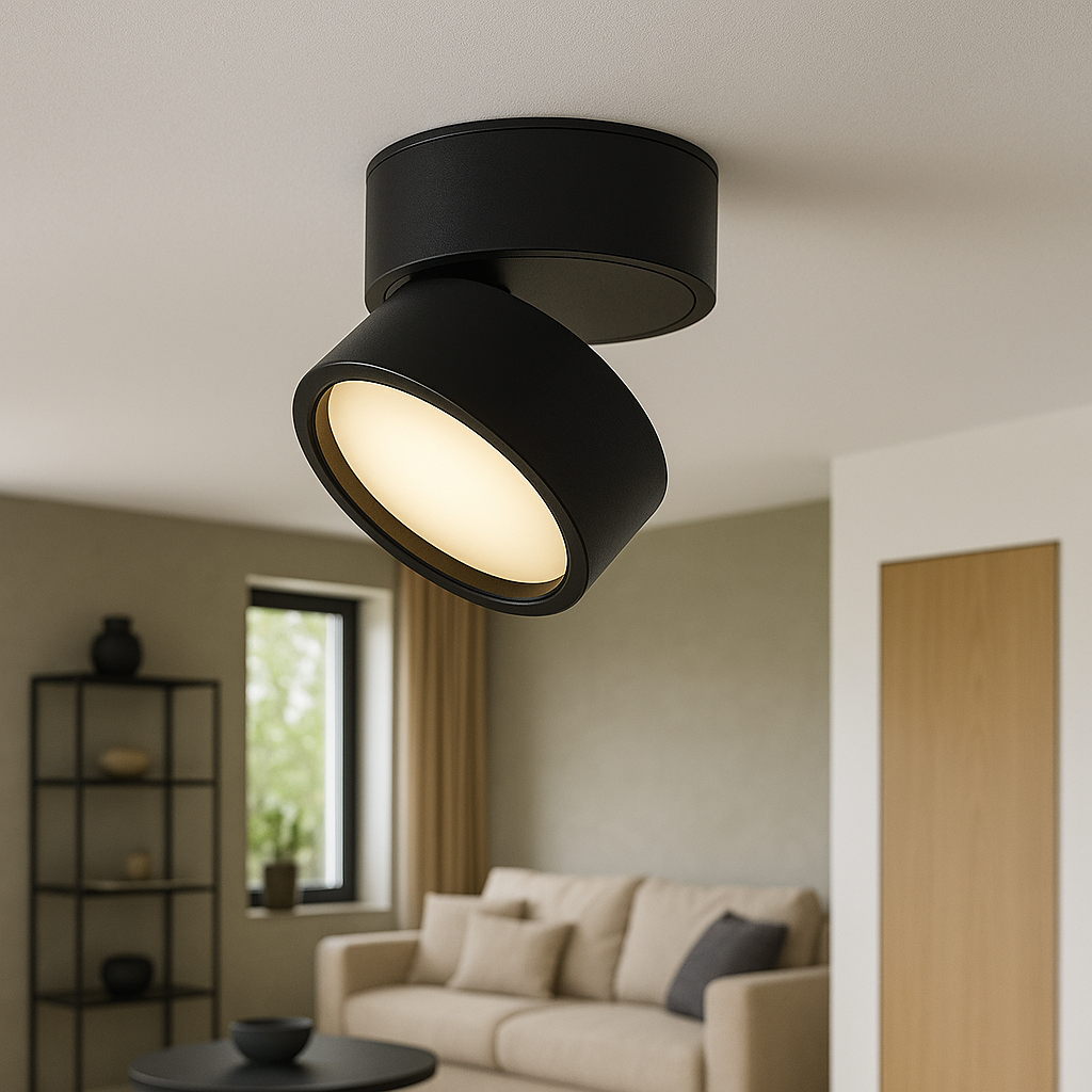 Modern Ceiling Spotlight Adjustable Black Surface Mount - Product showcase