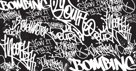 Graffiti Mural Wallpaper | Urban Black and White Street Art