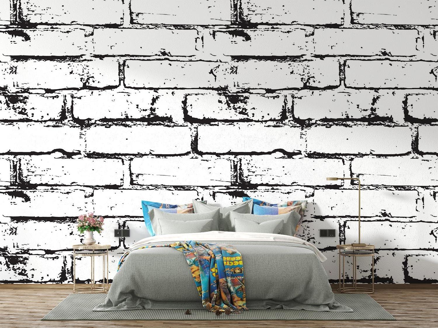 Brick Mural Wallpaper | Industrial Black and White Design