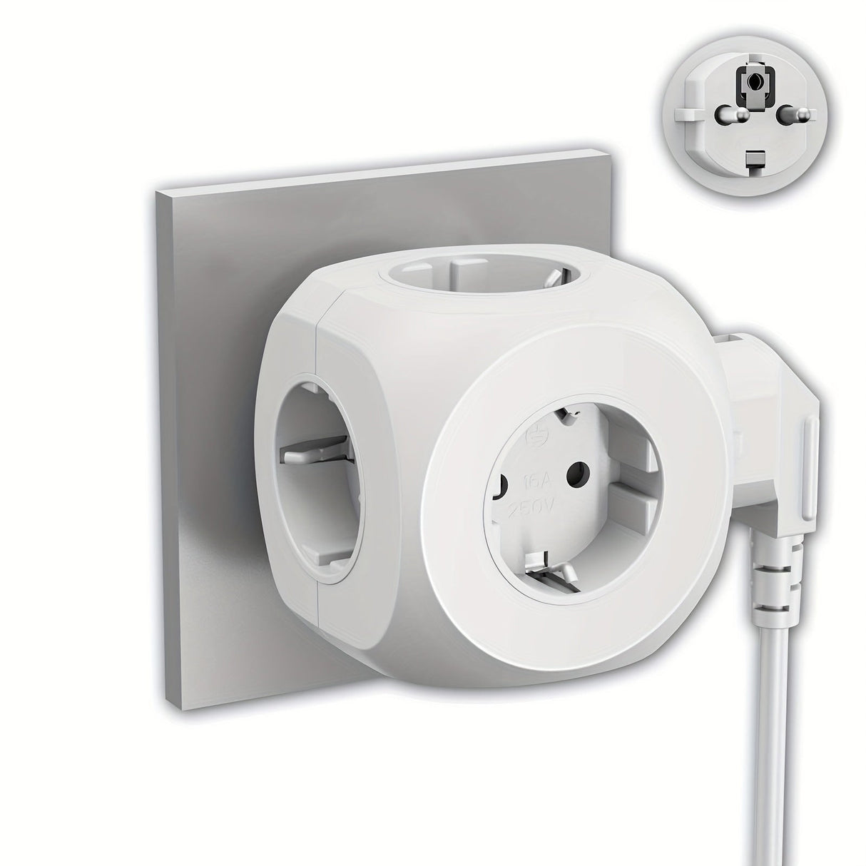 Multi Power Socket Cube 5-Port Space-Saving Design - Product showcase