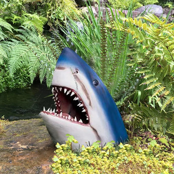 Garden Shark Sculpture  Realistic Maritime Outdoor Art - Product example