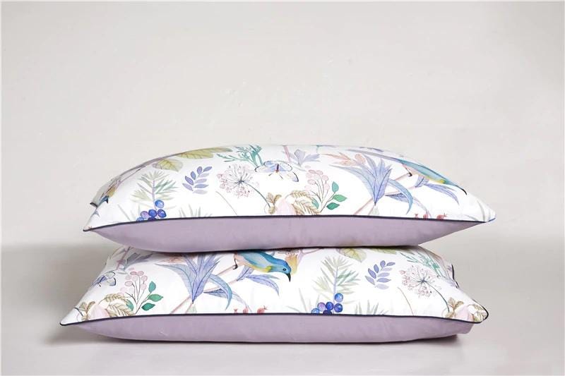 Botanical Cotton Duvet Cover  Floral Bird Print Design - Product example