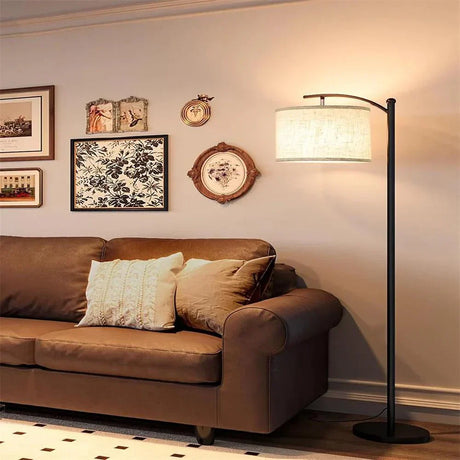 Modern Arc Floor Lamp  Adjustable Linen Shade - Detailed view