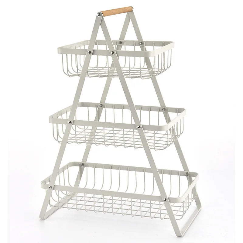 Modern Tiered Fruit Basket Black Steel 3-Level Storage - Product detail 7