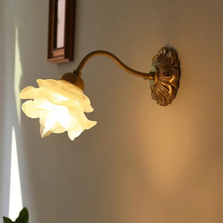Vintage Flower Wall Light Copper Base Glass Petal Design - Product example