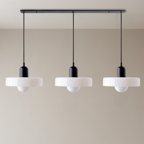 Modern Pendant Light  Triple Glass Shade Bauhaus Design - Product showcase