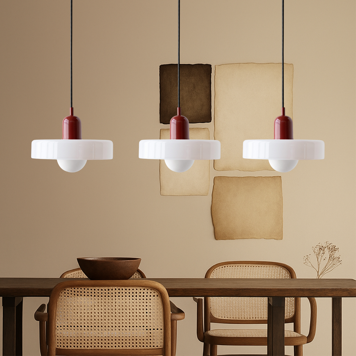 Modern Pendant Light Triple Glass Shade Bauhaus Design - Product detail 4