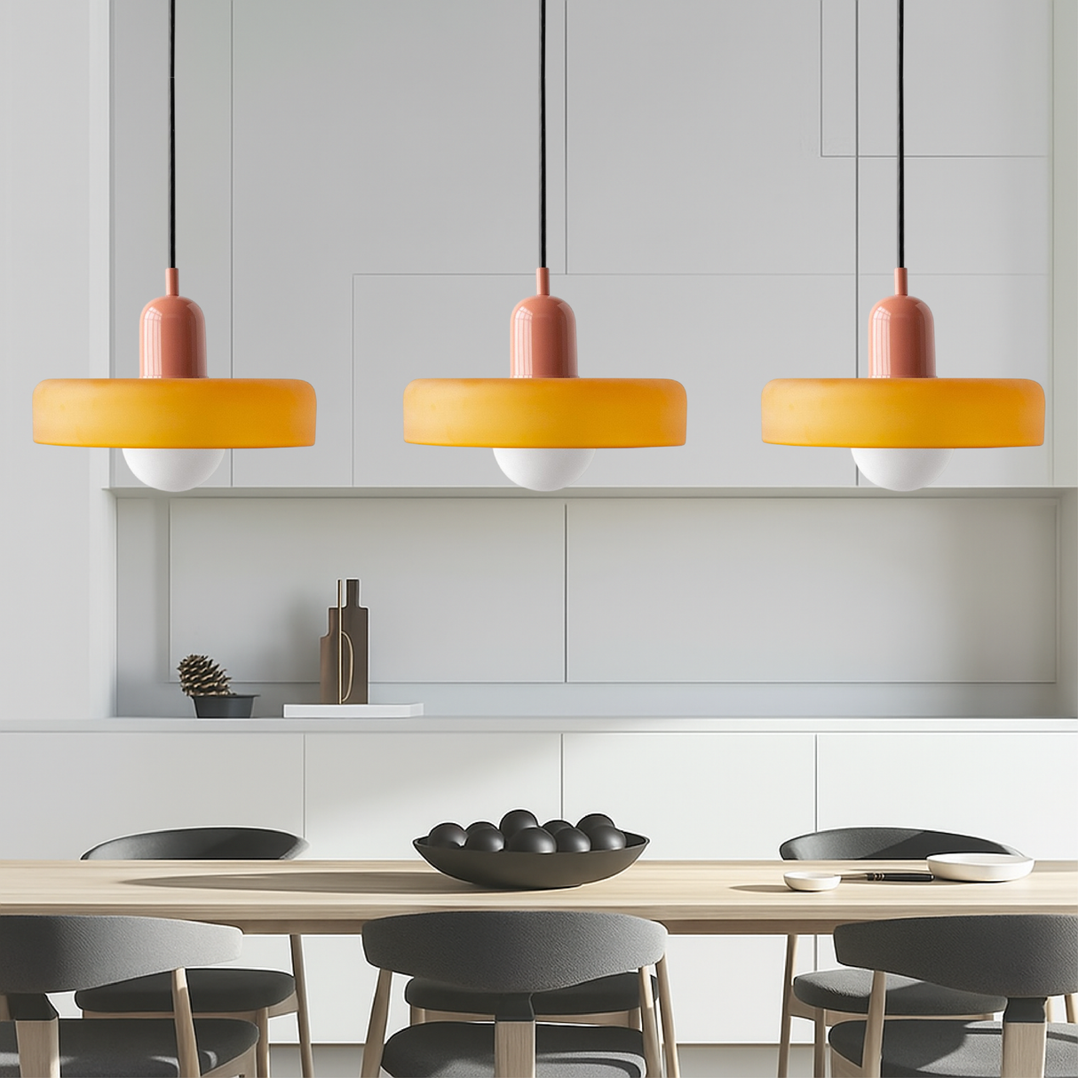 Modern Pendant Light Triple Glass Shade Bauhaus Design - Product detail 5