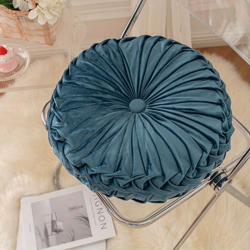 Round Velvet Cushion  Pleated Design with Center Button - Product detail 15