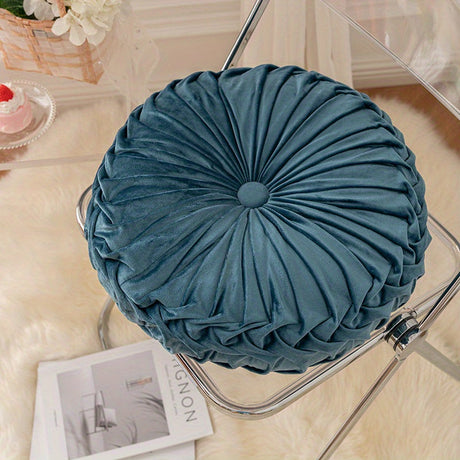 Round Velvet Cushion  Pleated Design with Center Button - Product detail 15