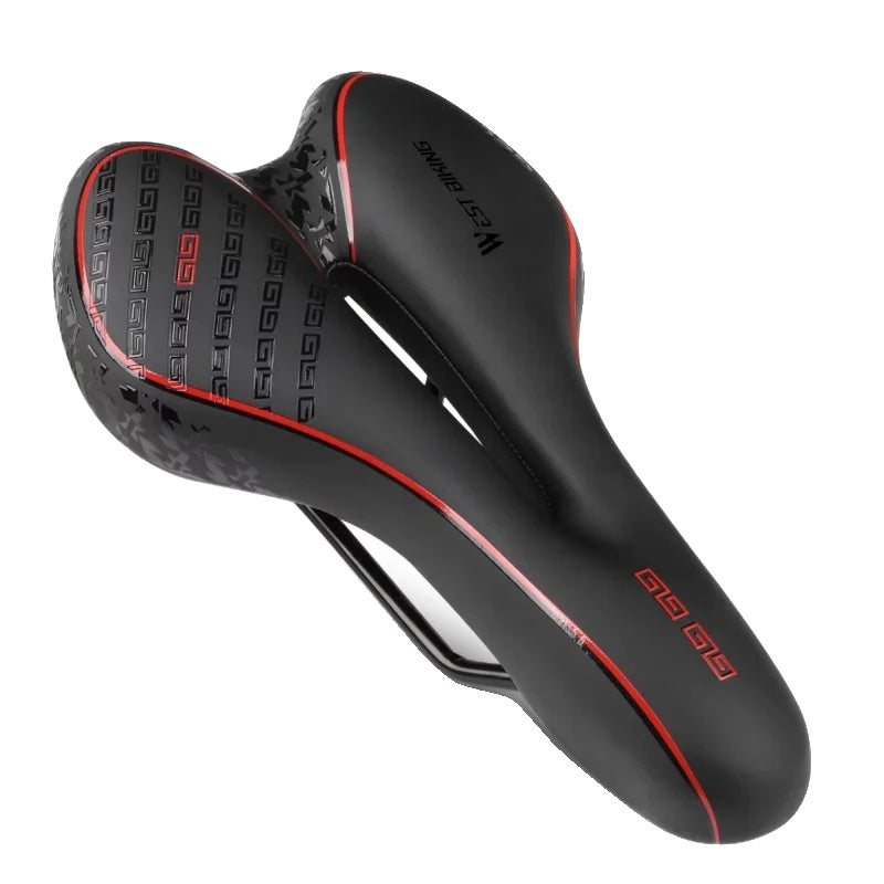 Premium Bike Saddle  Gel Comfort Technology with Red Accent - Product showcase