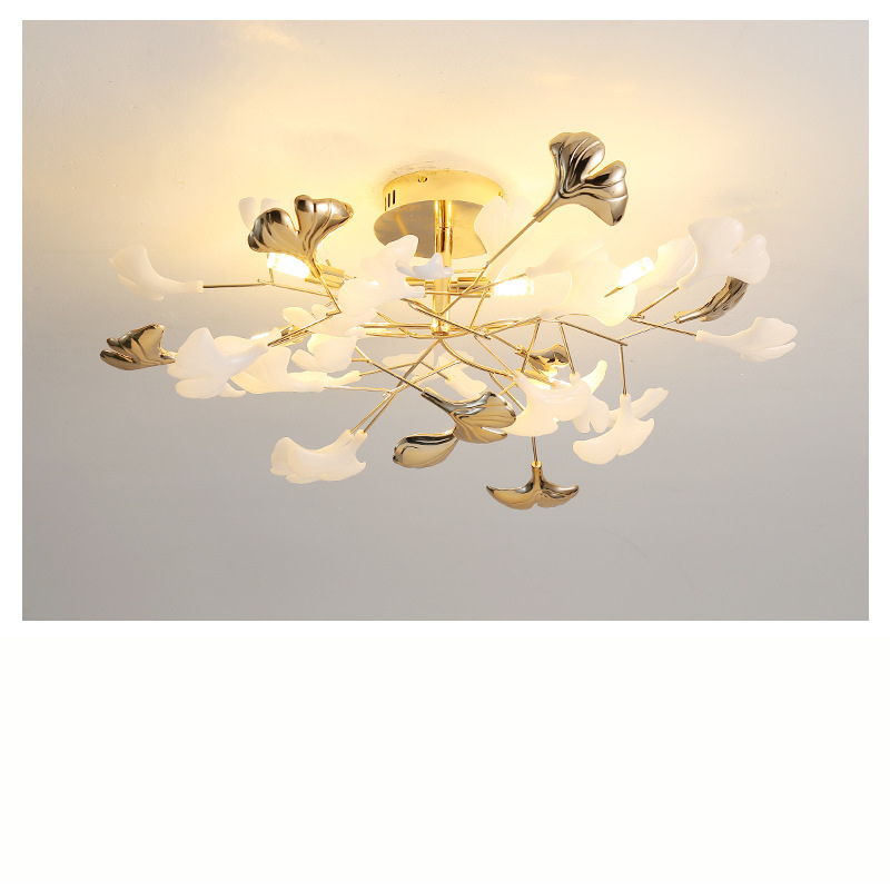 Ginkgo Leaf Ceiling Light Gold Frame Ceramic Leaf Design - Product detail 8