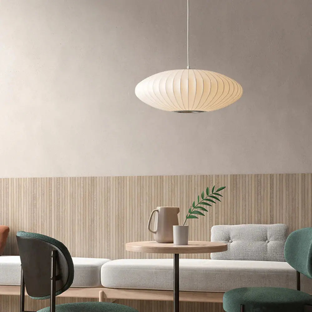 Japandi Pendant Light  Silk Shade With Ribbed Design - Product detail 4